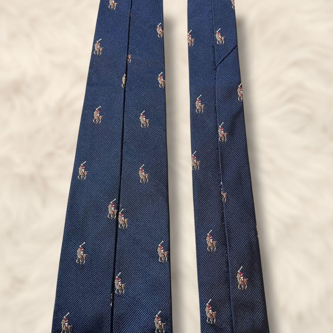 【未使用級✨】ポロバイラルフローレン 無地 総柄 ポニー刺繍 ジャガード 濃紺