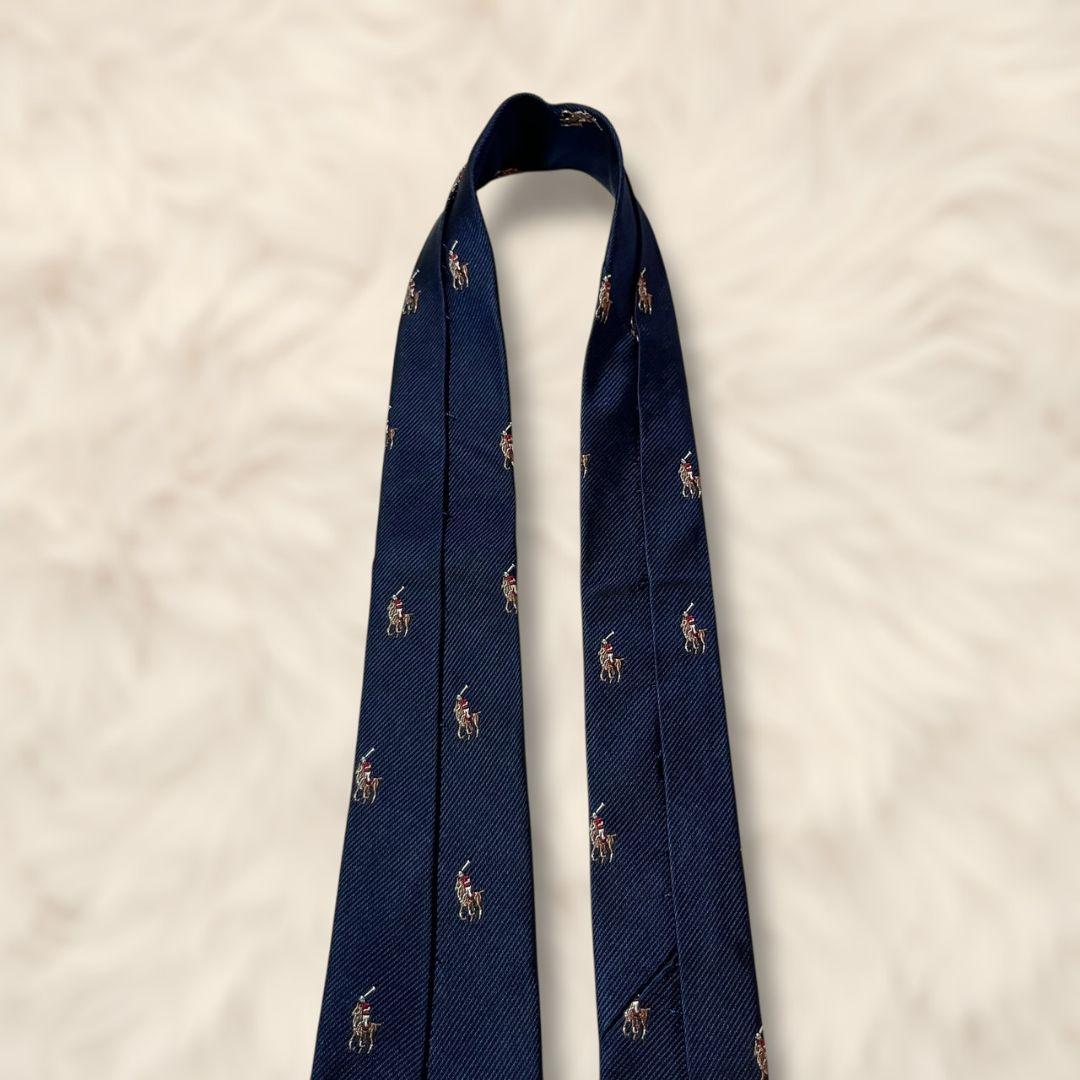 【未使用級✨】ポロバイラルフローレン 無地 総柄 ポニー刺繍 ジャガード 濃紺