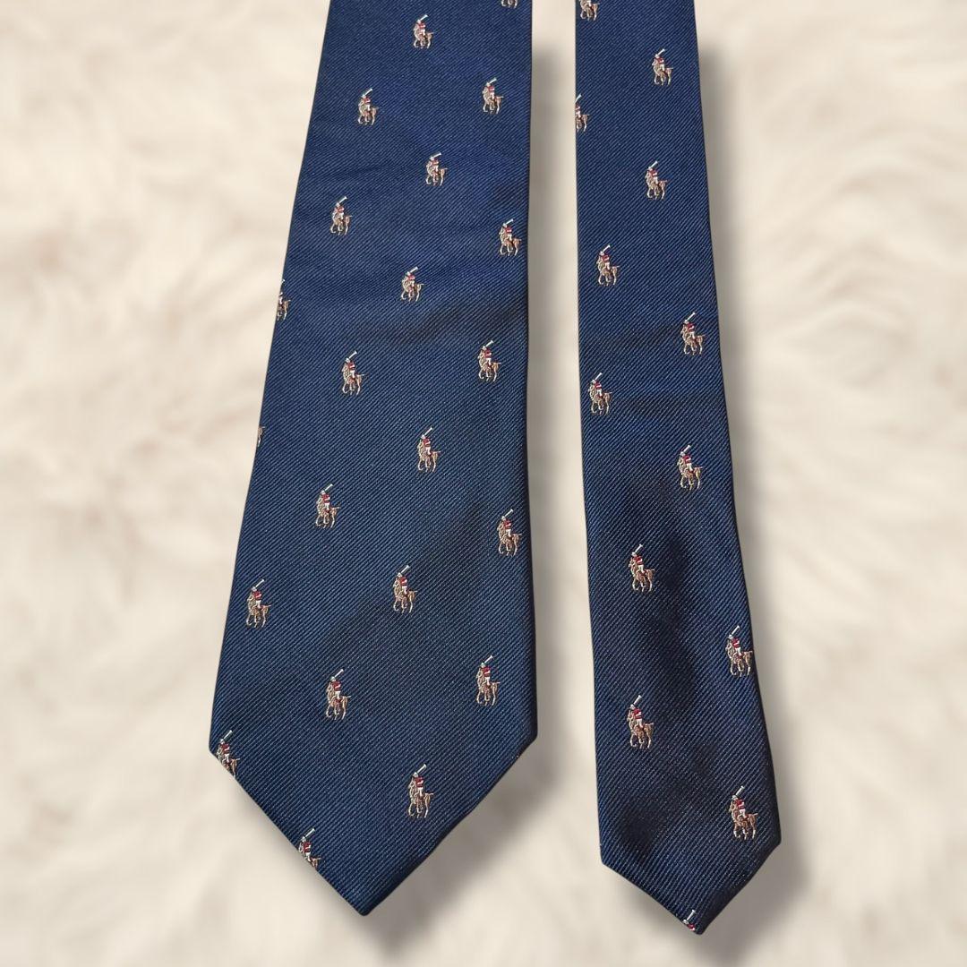 【未使用級✨】ポロバイラルフローレン 無地 総柄 ポニー刺繍 ジャガード 濃紺