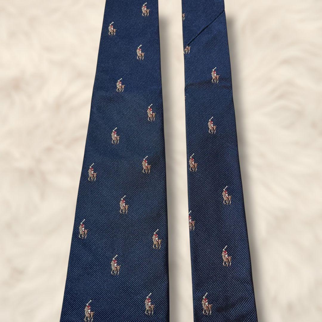 【未使用級✨】ポロバイラルフローレン 無地 総柄 ポニー刺繍 ジャガード 濃紺