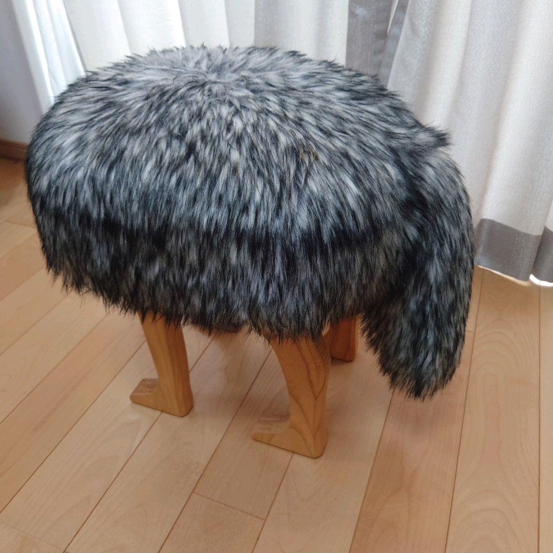 h×TAKUMI 匠工芸 アニマルスツール Lサイズ ウルフグレーミックス