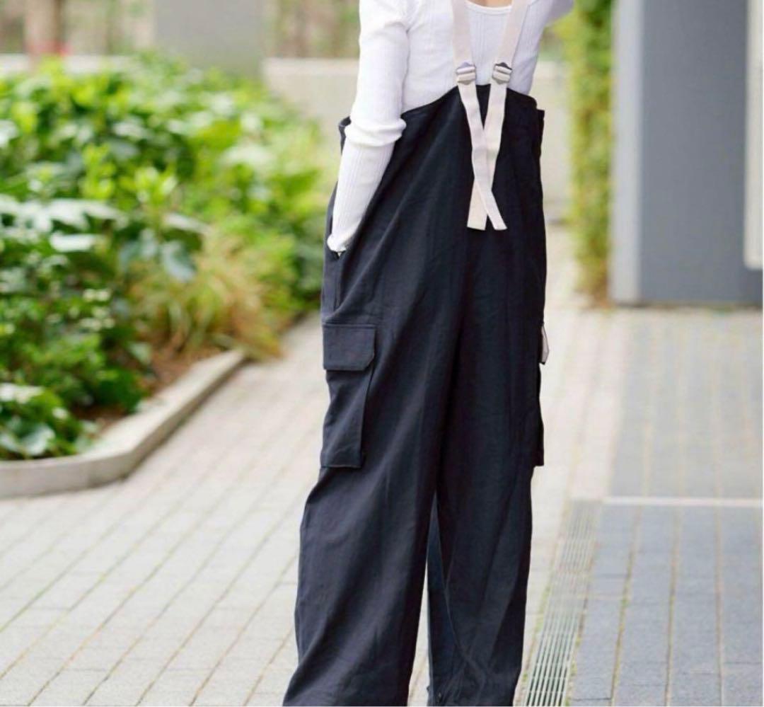 【IENA LA BOUCLE】リネンコットンヘリンボン サスペンダーパンツ