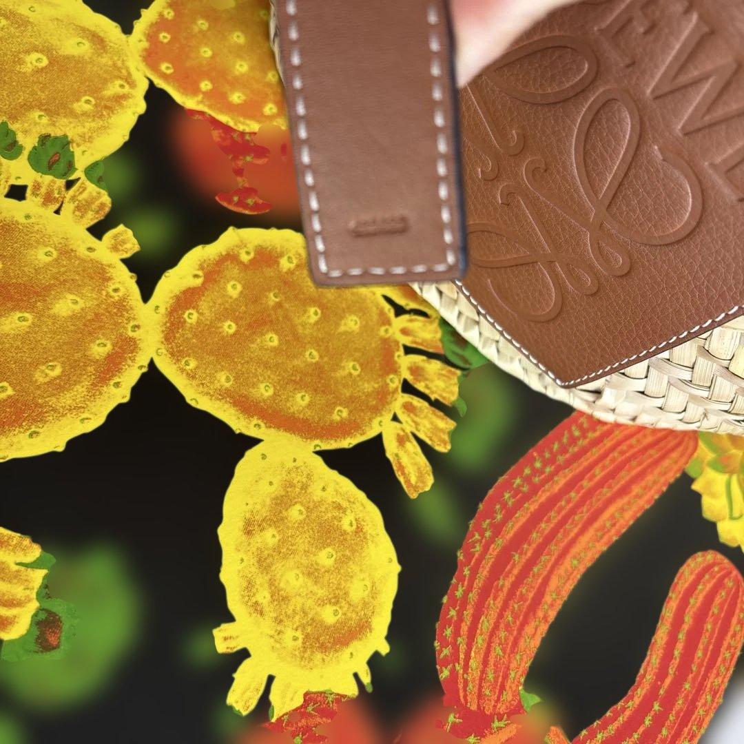 値下げ　 ロエベ　籠バッグ　スモール　タン