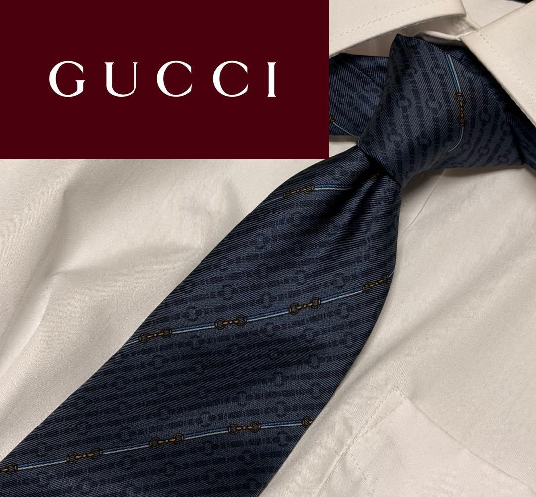 GUCCI ヴィンテージ　ネクタイ　ブルー
