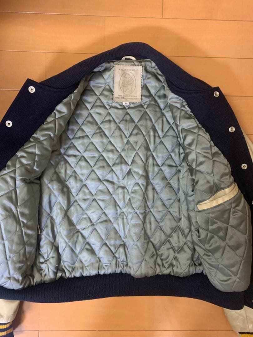 袖本革　スタジャン ゴールデンベアー　USA製　アメリカサイズM