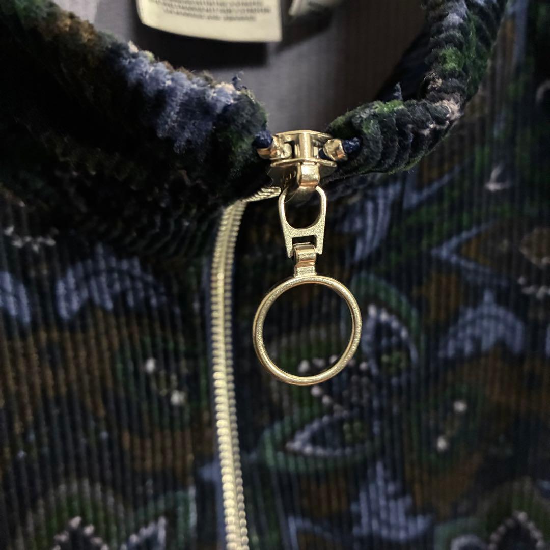 【希少デザイン】アディダス　刺繍ロゴ入　総柄コーデュロイトラックジャケット　XL