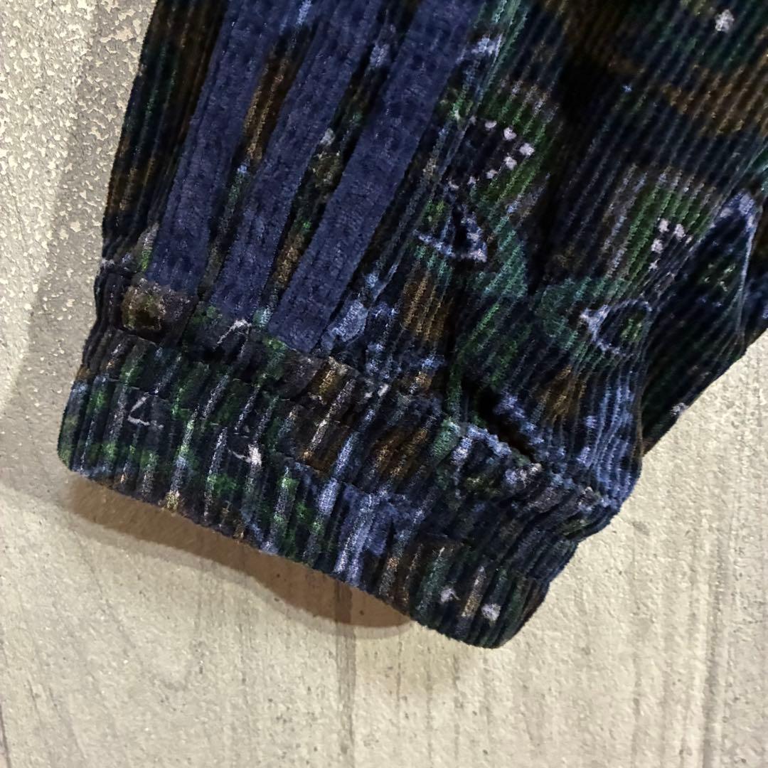 【希少デザイン】アディダス　刺繍ロゴ入　総柄コーデュロイトラックジャケット　XL