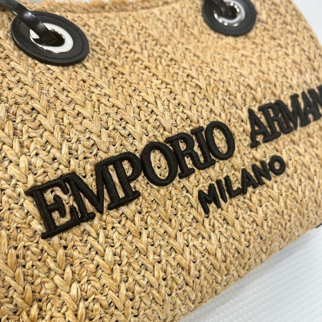 ポポロン ✨希少✨ EMPORIO ARMANI ラフィア　ストローバッグ