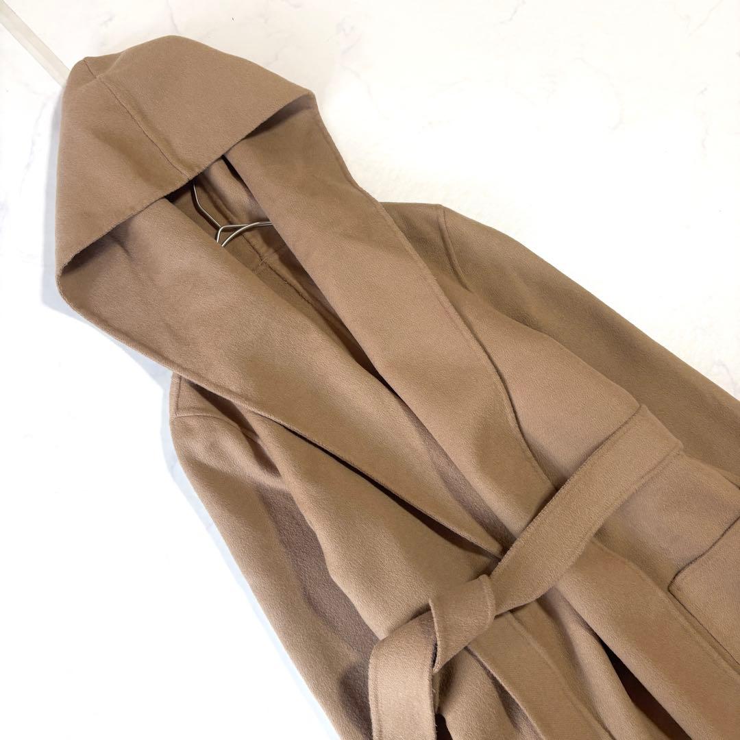 美品✨マックスマーラ　クチートアマーノ　ベルテッド　フード付き　キャメル
