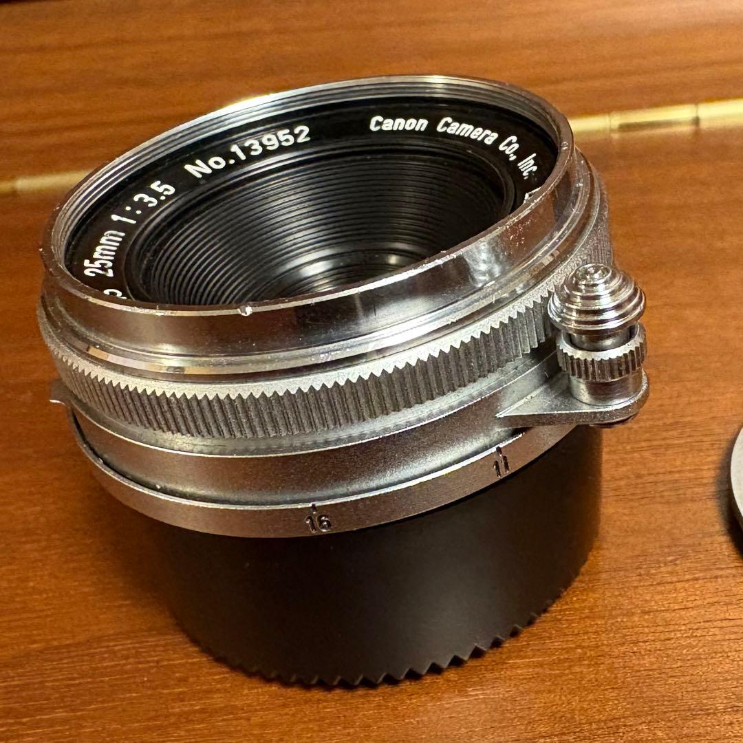 希少CANON 25mm F3.5 (L39) 単焦点レンズ　純正ファインダー