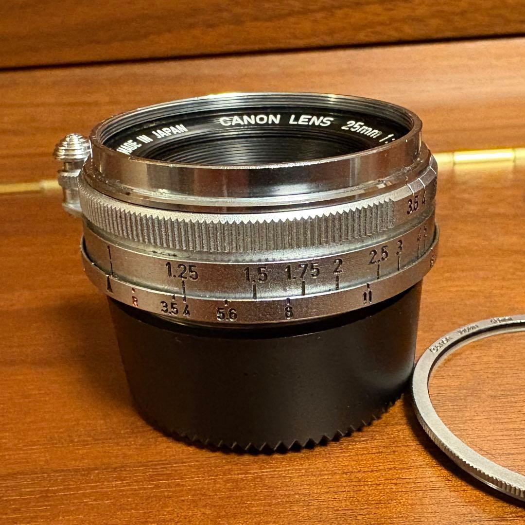 希少CANON 25mm F3.5 (L39) 単焦点レンズ　純正ファインダー