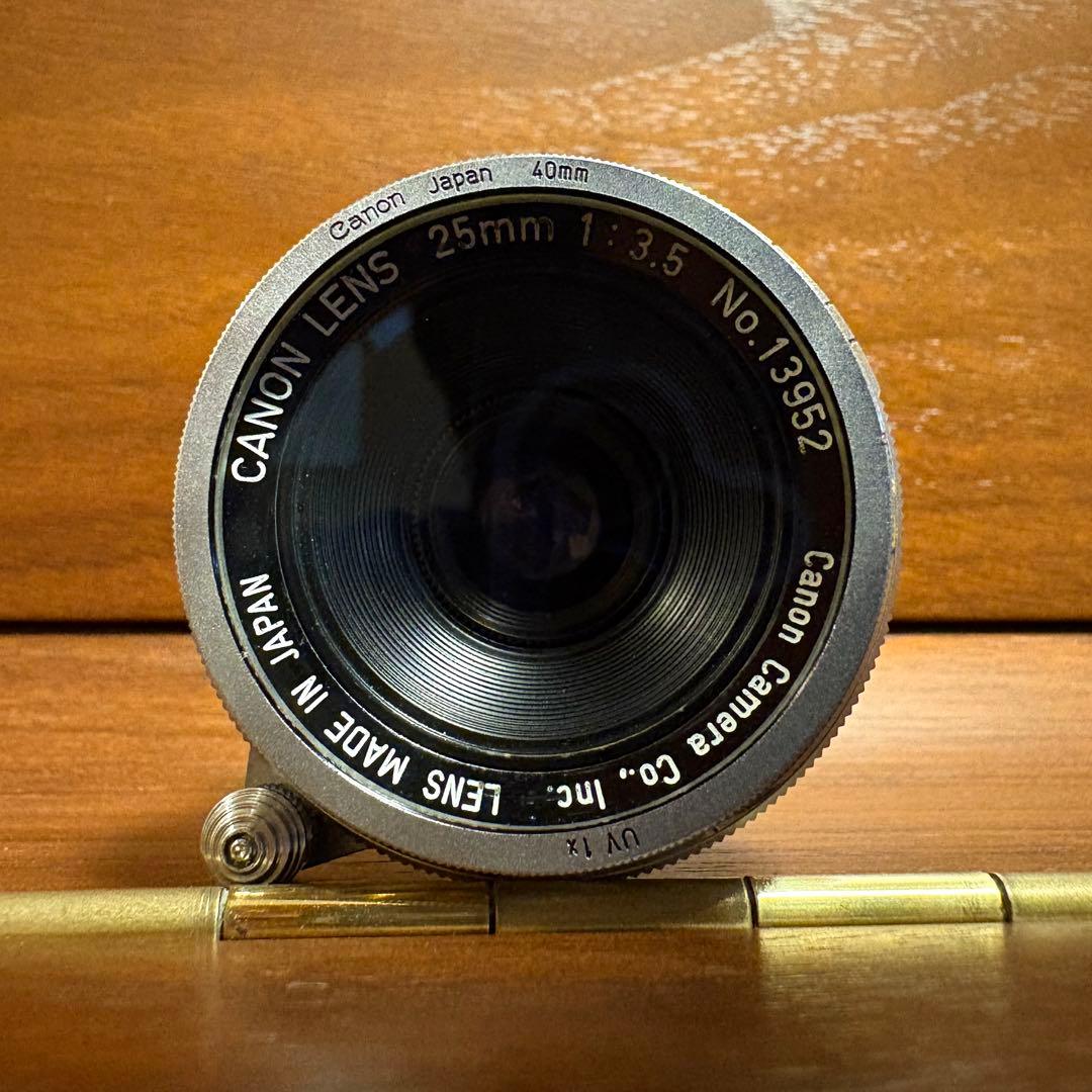 希少CANON 25mm F3.5 (L39) 単焦点レンズ　純正ファインダー