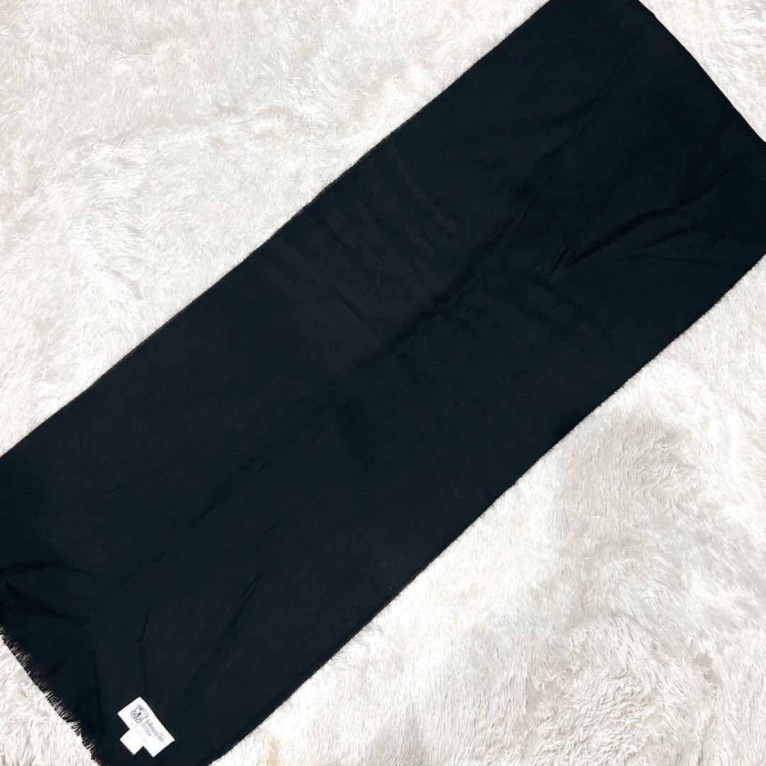 Johnstons of Elgin 100%メリノウール ブラック マフラー