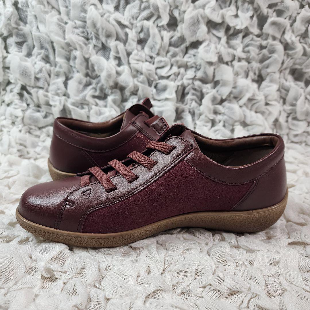 未使用 アキレスソルボ ゴム紐 スリッポン レザー ウォーキングシューズ