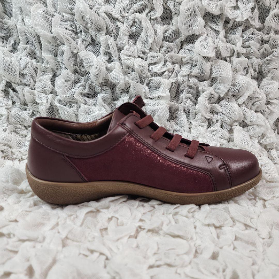 未使用 アキレスソルボ ゴム紐 スリッポン レザー ウォーキングシューズ