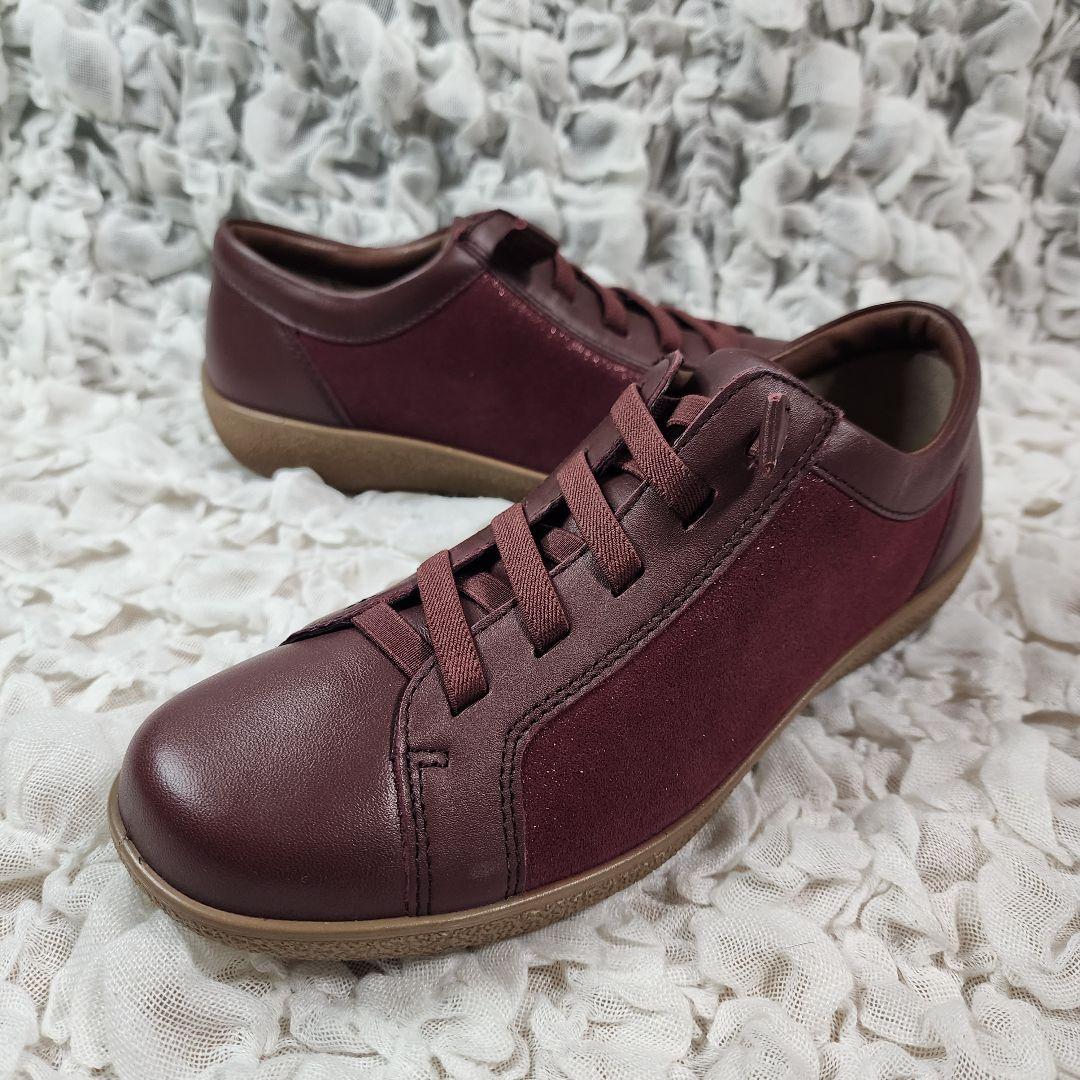 未使用 アキレスソルボ ゴム紐 スリッポン レザー ウォーキングシューズ