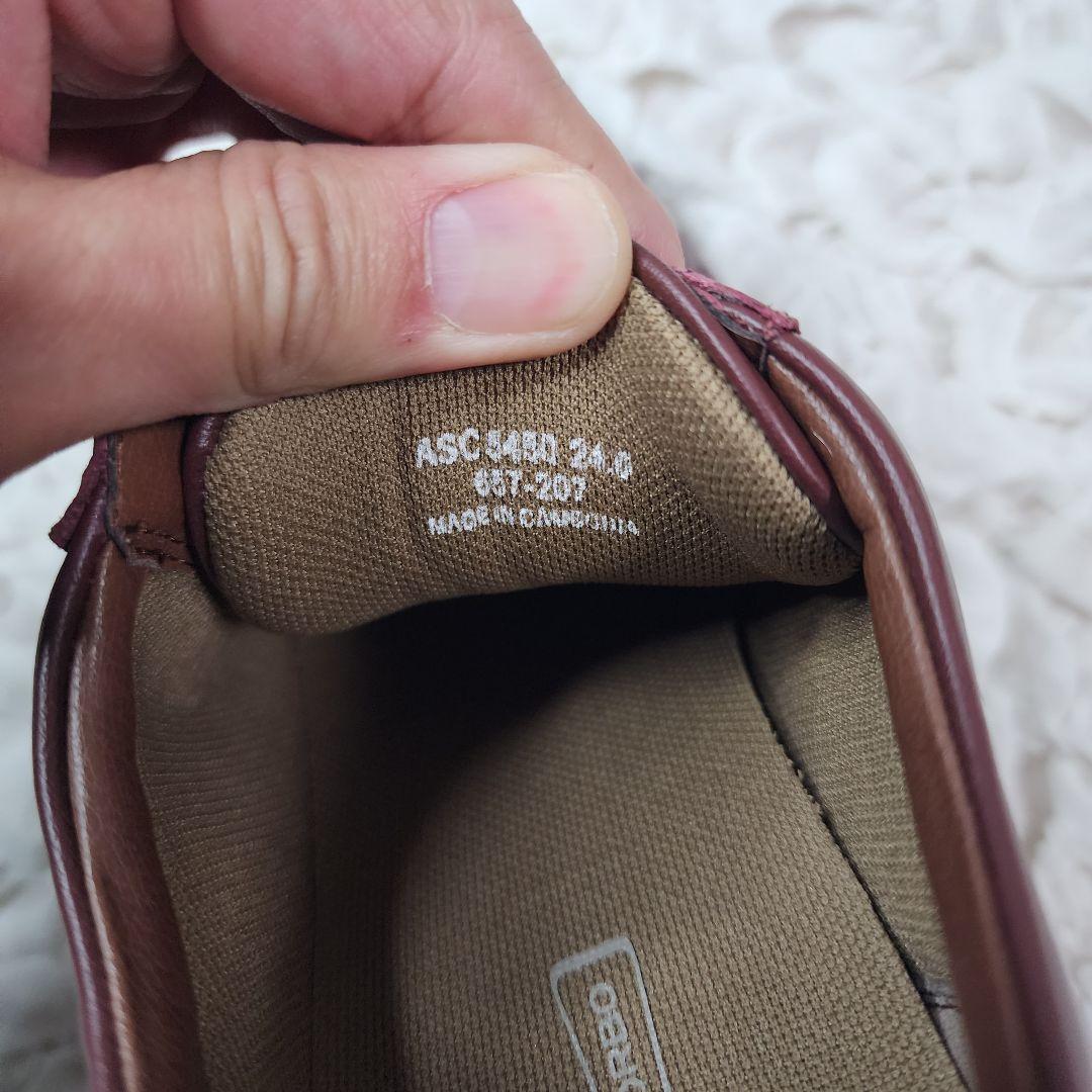 未使用 アキレスソルボ ゴム紐 スリッポン レザー ウォーキングシューズ