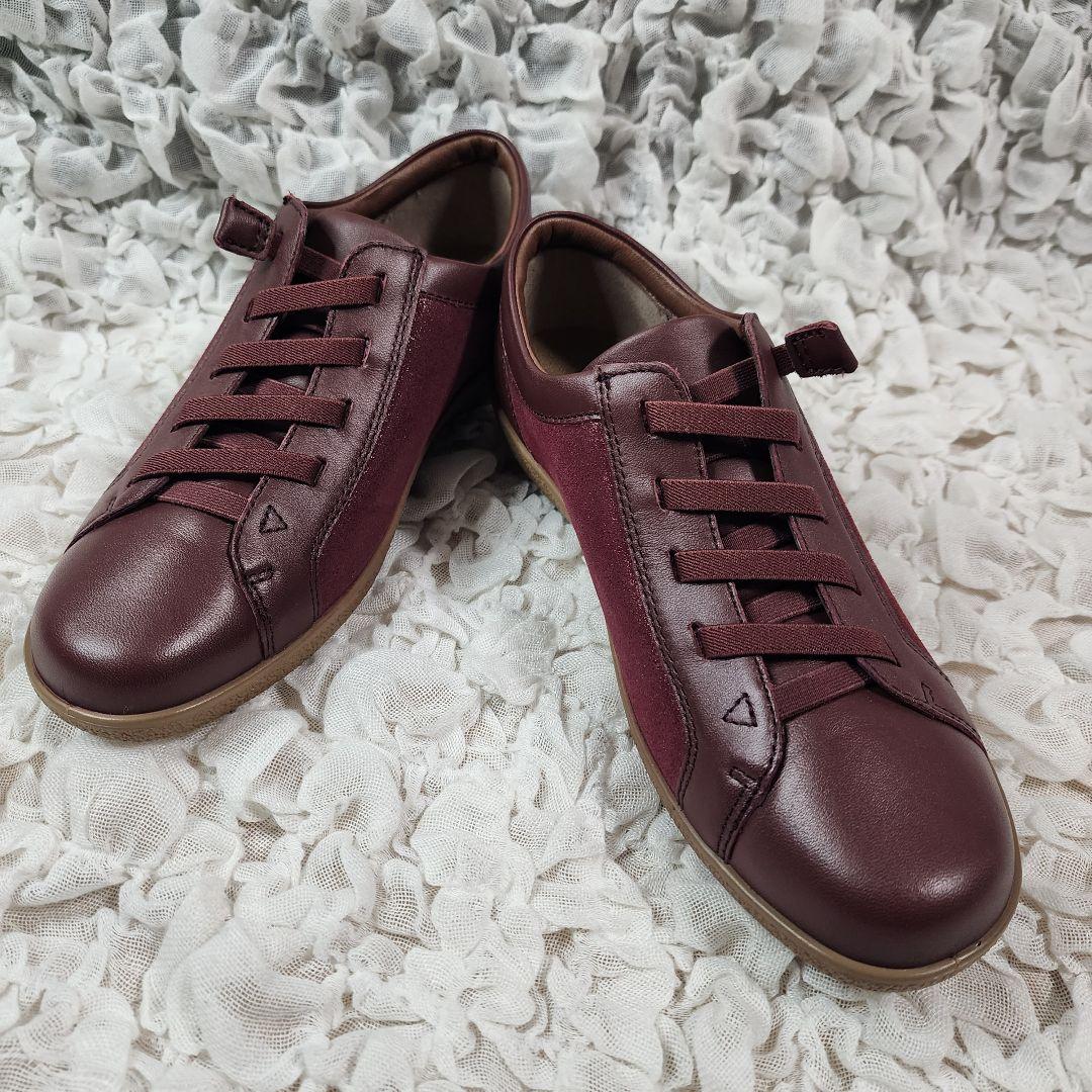 未使用 アキレスソルボ ゴム紐 スリッポン レザー ウォーキングシューズ