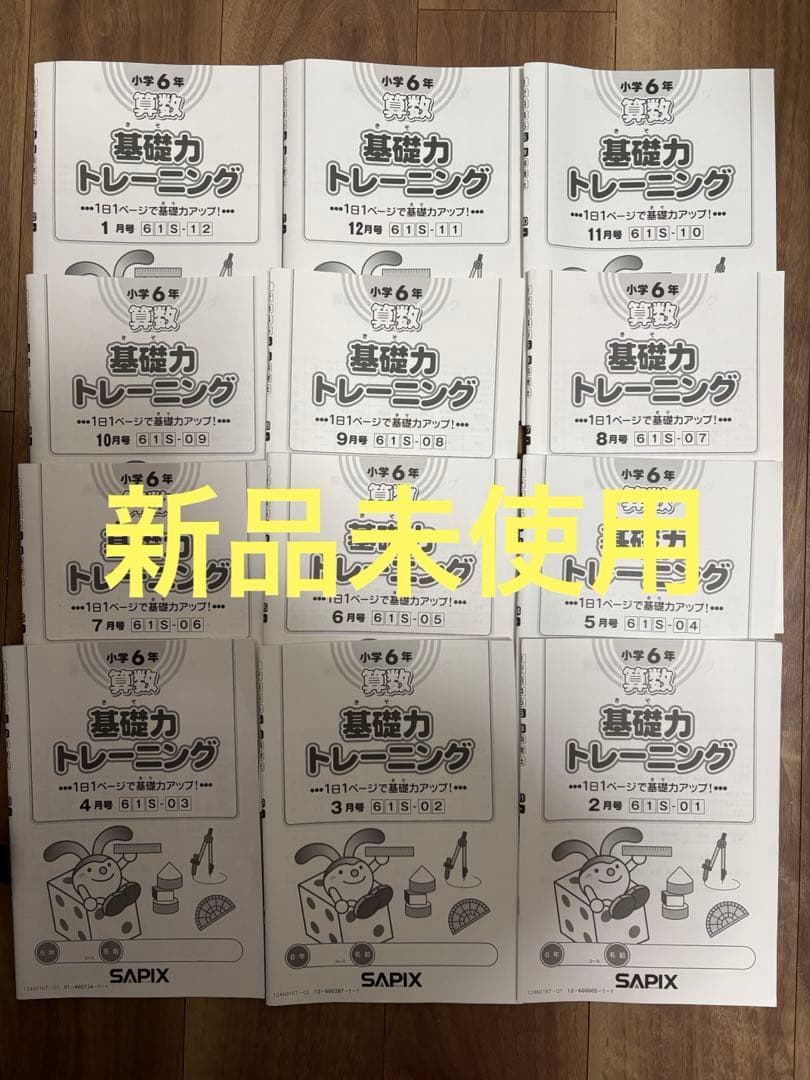 【新品未使用】SAPIX6年算数基礎トレーニング12冊セット