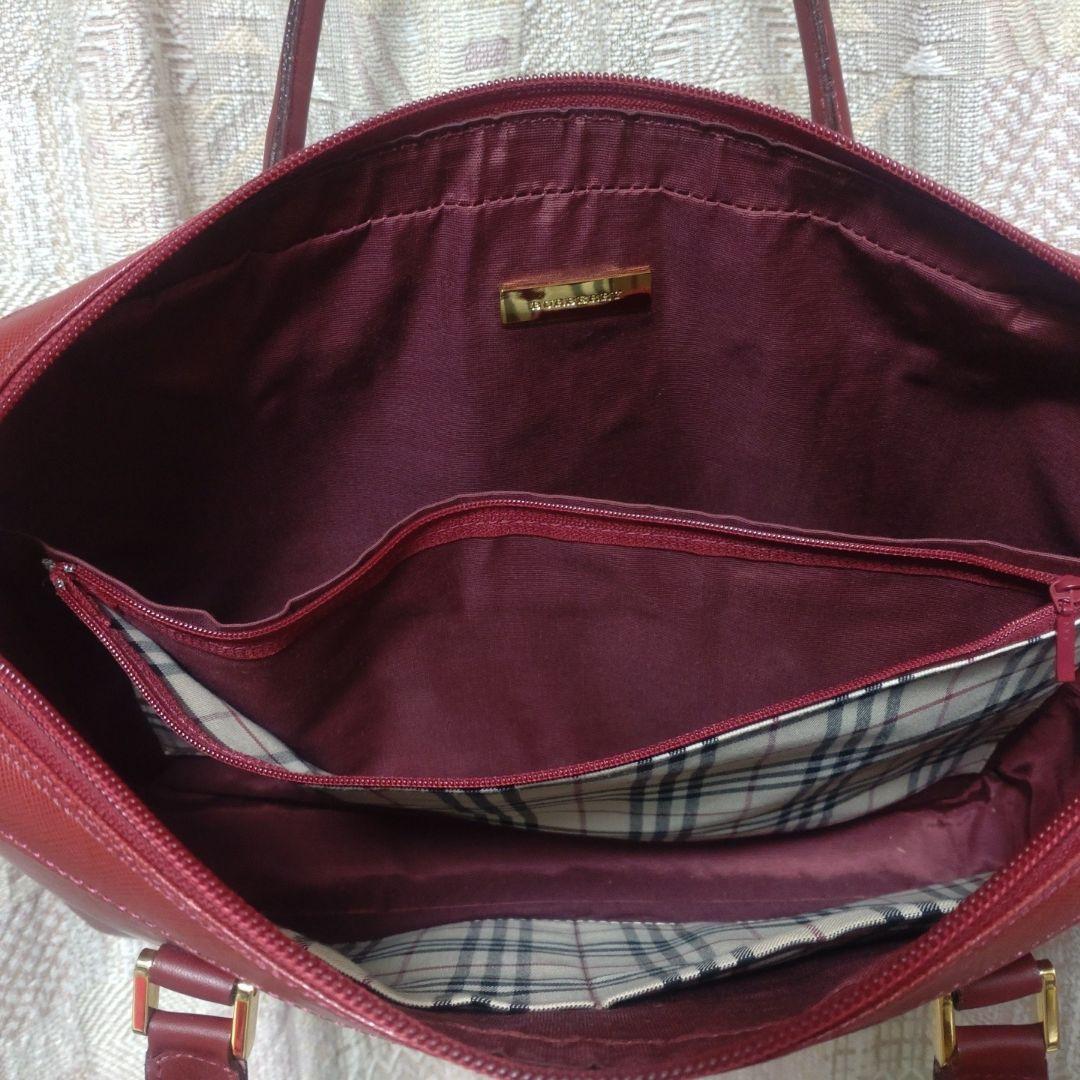 ◆バーバリー◆ビジネス、トートバッグ A4サイズ対応／赤／ノバチェック