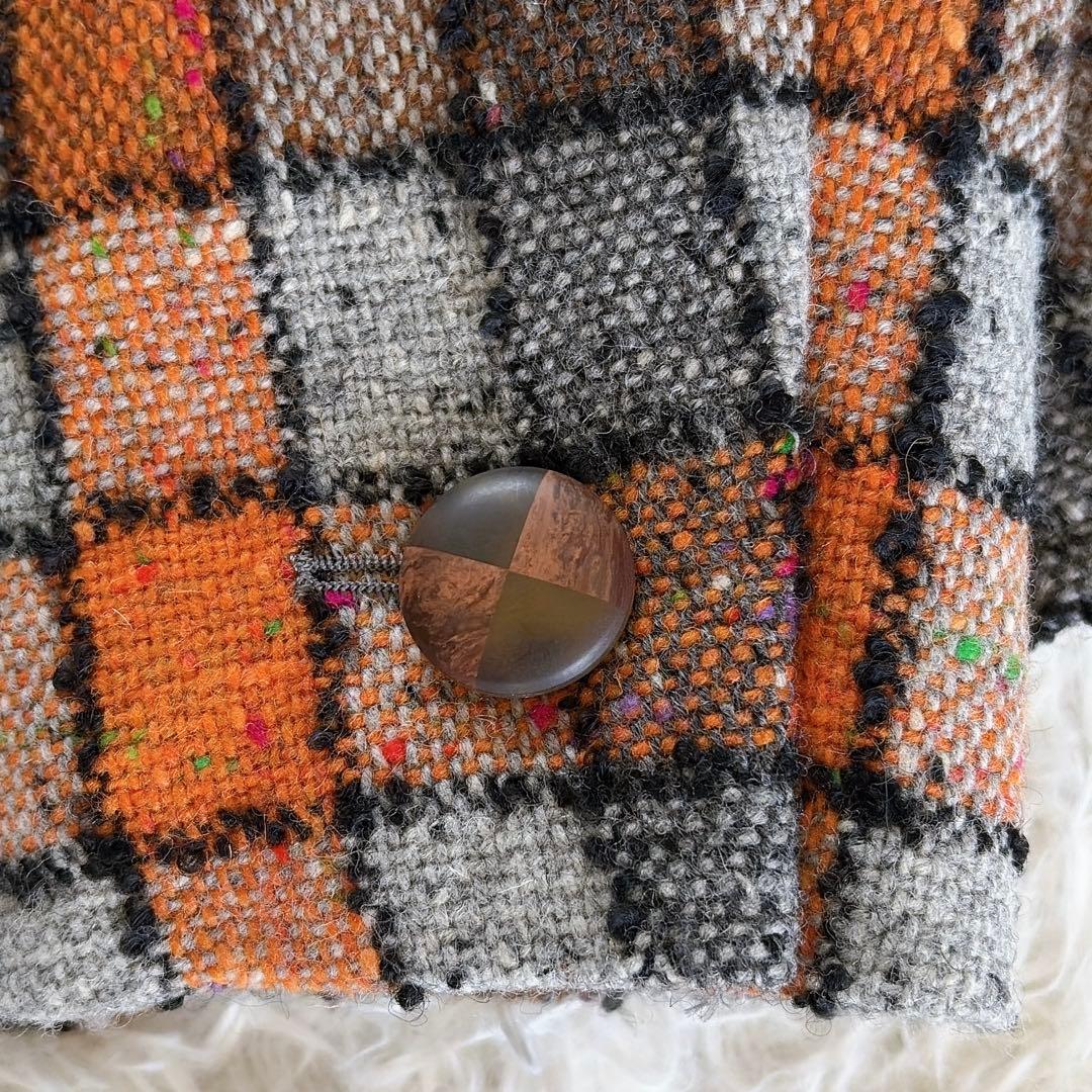 希少✨美品【イヴサンローラン】ツイードジャケット ブロックチェック オレンジM