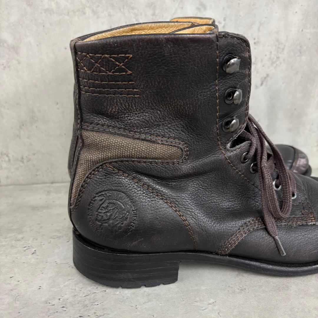 DIESEL ディーゼル レザー ブーツ サイドジップ 43 本革 ブラウン