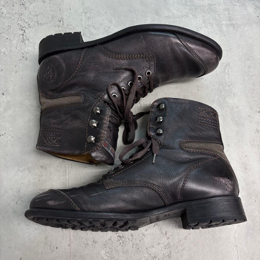 DIESEL ディーゼル レザー ブーツ サイドジップ 43 本革 ブラウン