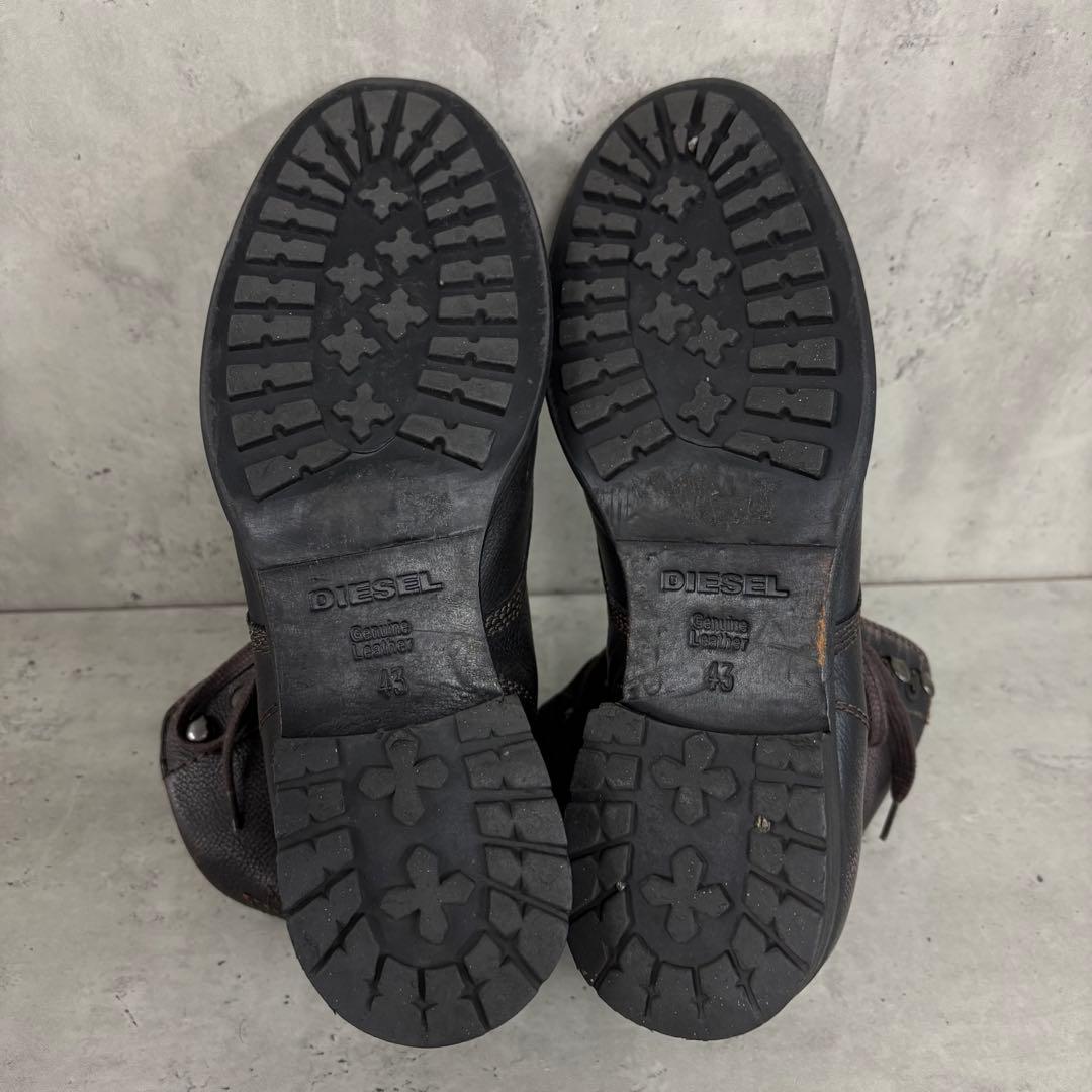 DIESEL ディーゼル レザー ブーツ サイドジップ 43 本革 ブラウン