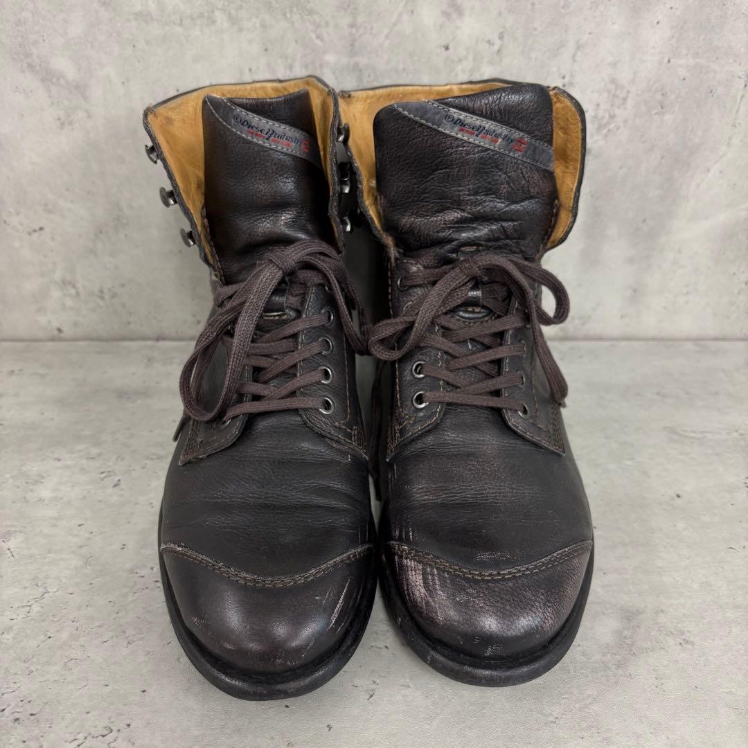 DIESEL ディーゼル レザー ブーツ サイドジップ 43 本革 ブラウン