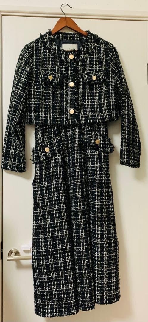 ぽ*ん様 noelaツイード マキシドレス ブラック