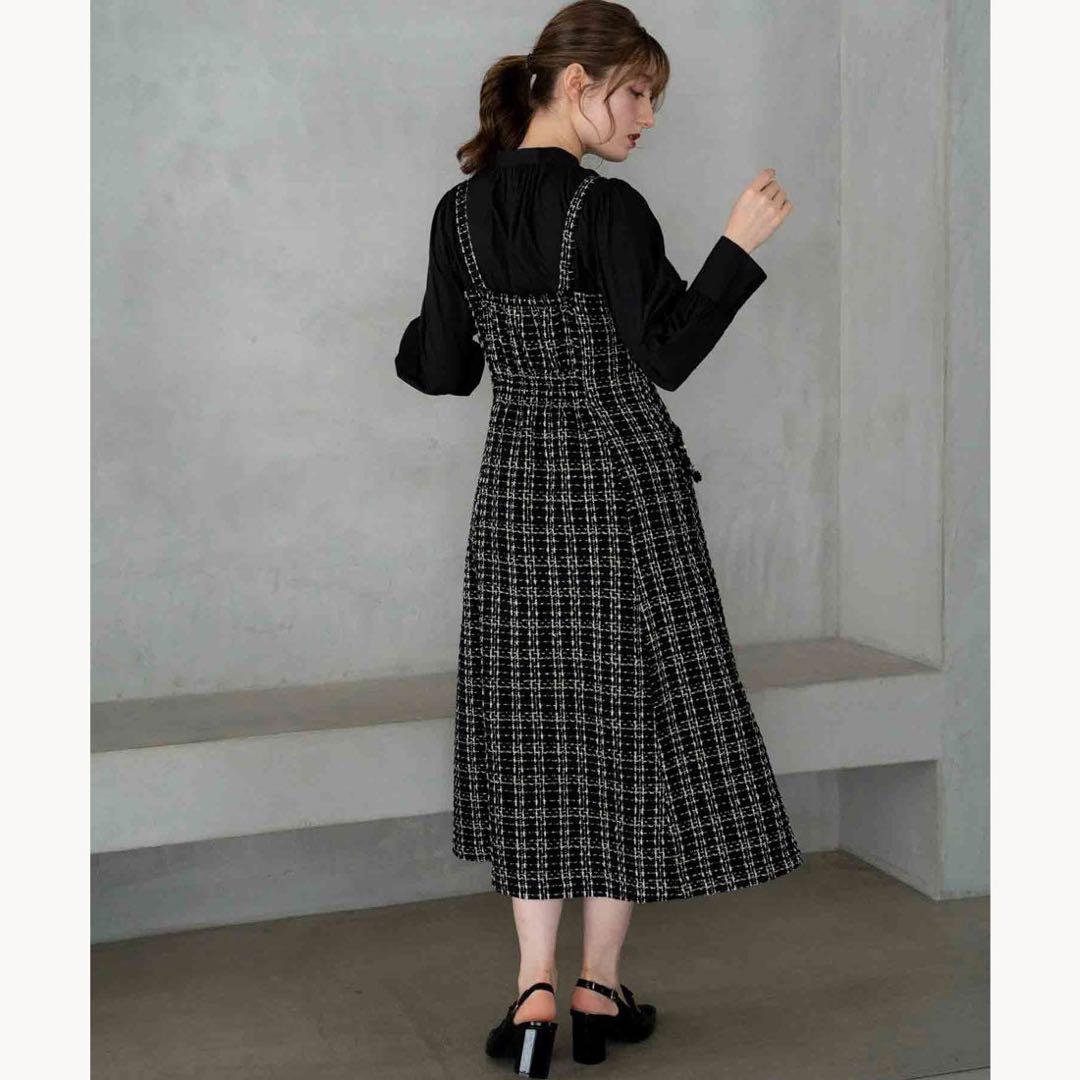 ぽ*ん様 noelaツイード マキシドレス ブラック