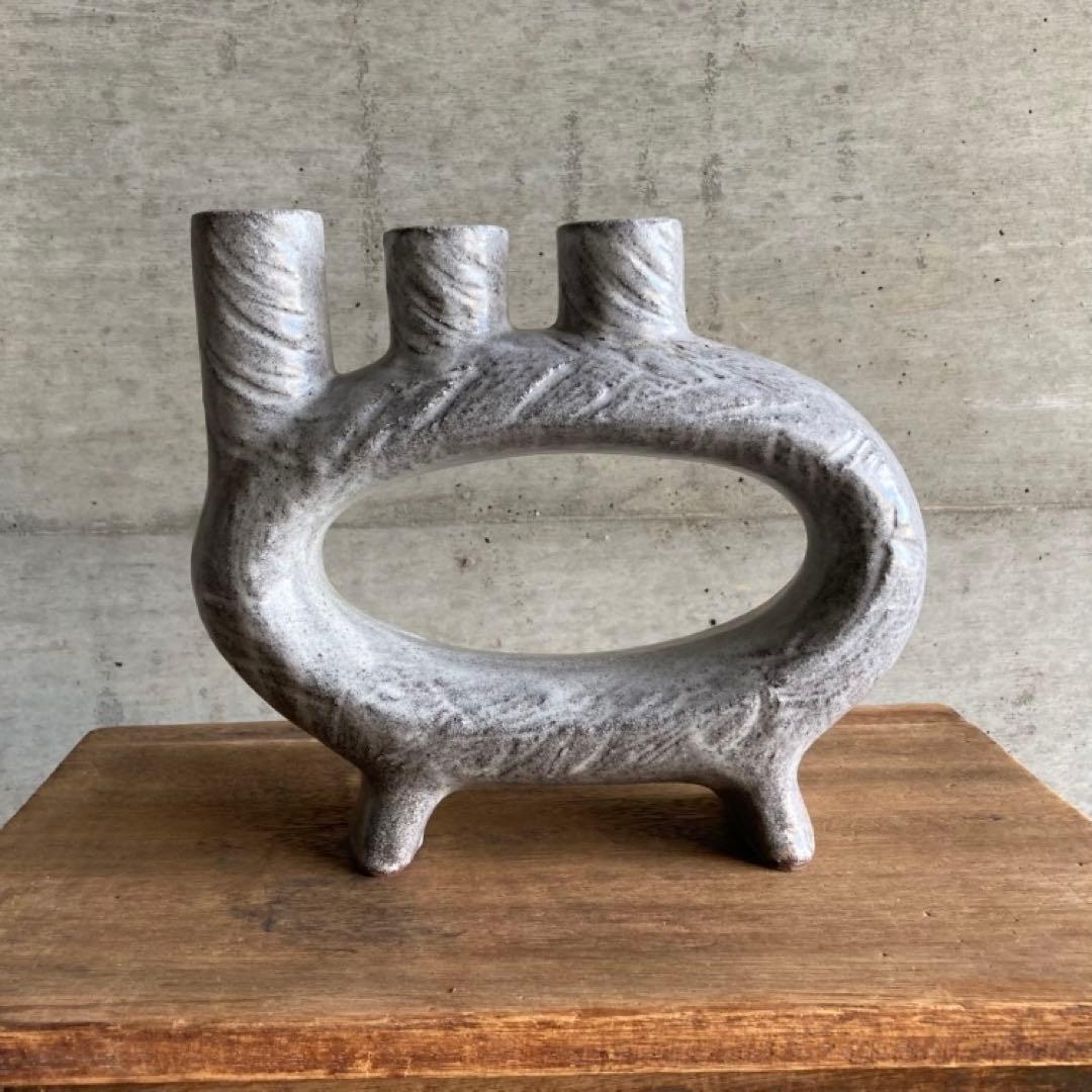 みゆき⁇ 花器 花瓶 フラワーベース 置物 オブジェ 陶器 モダン ３点 レトロ