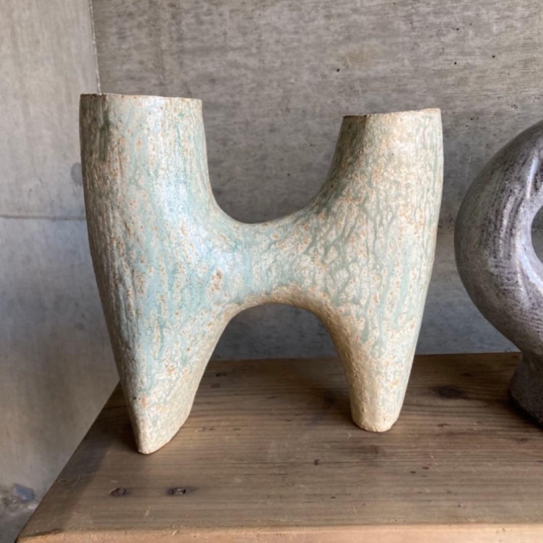 みゆき⁇ 花器 花瓶 フラワーベース 置物 オブジェ 陶器 モダン ３点 レトロ