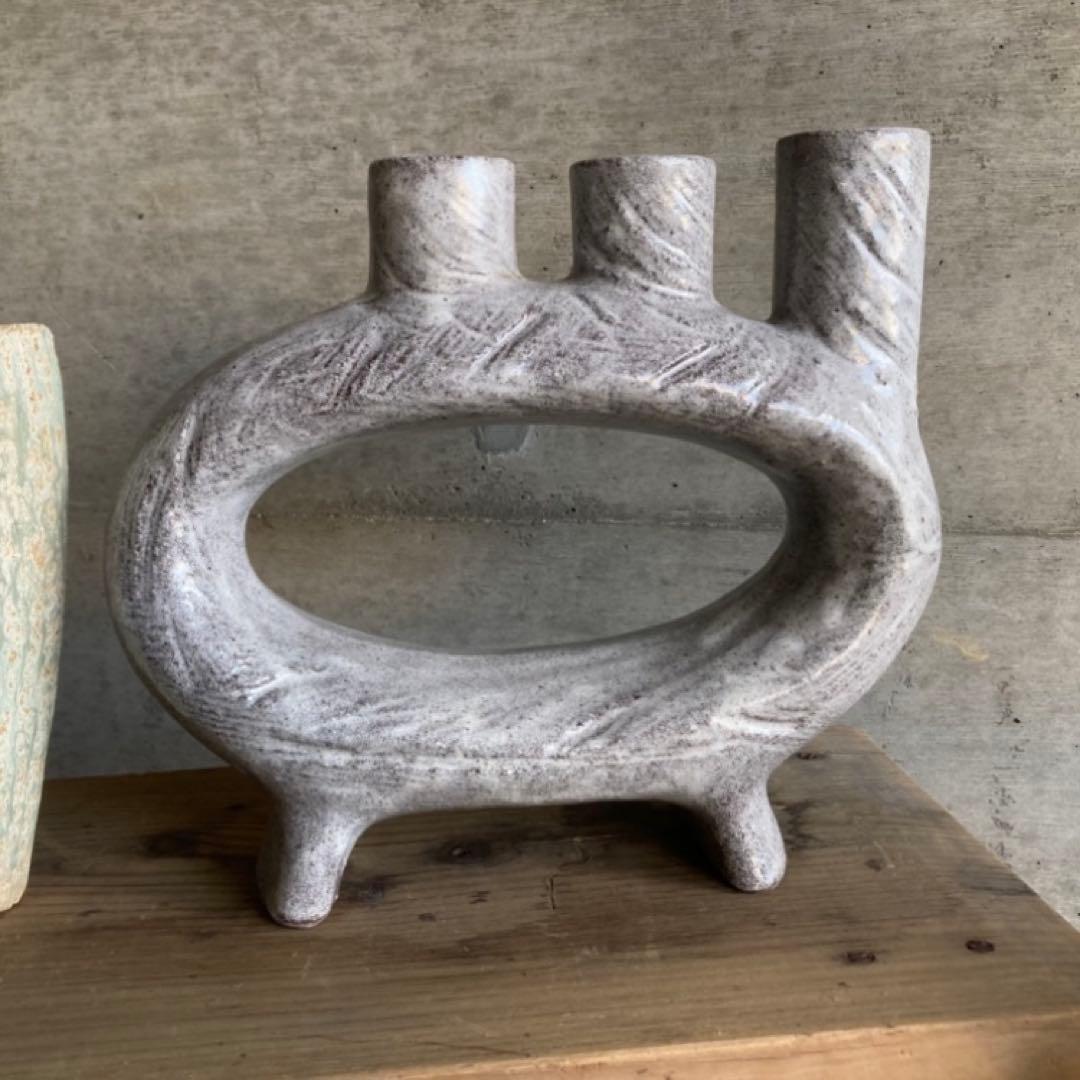 みゆき⁇ 花器 花瓶 フラワーベース 置物 オブジェ 陶器 モダン ３点 レトロ