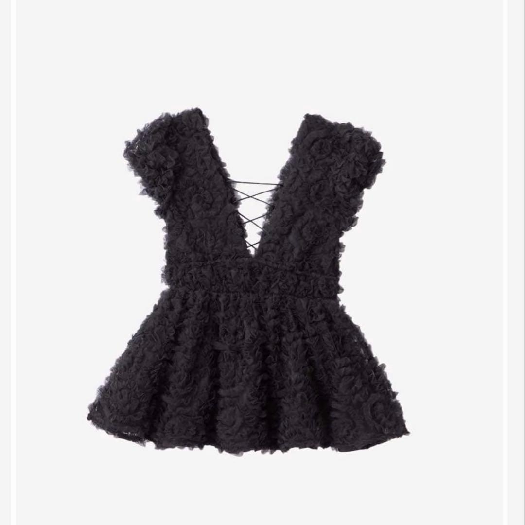 poláura フラワーペプラムバックリボンチュニック