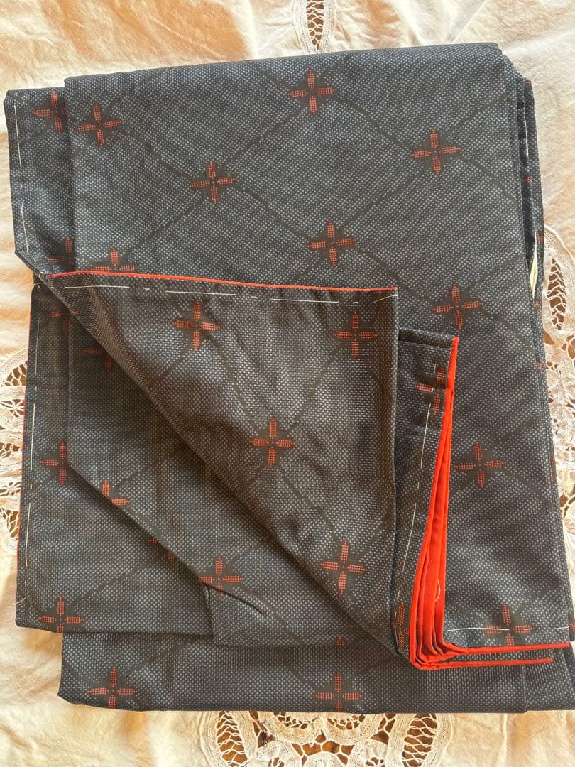 2-17大島紬リメイク　大島紬ロングワンピース　大島紬ジャンパースカート