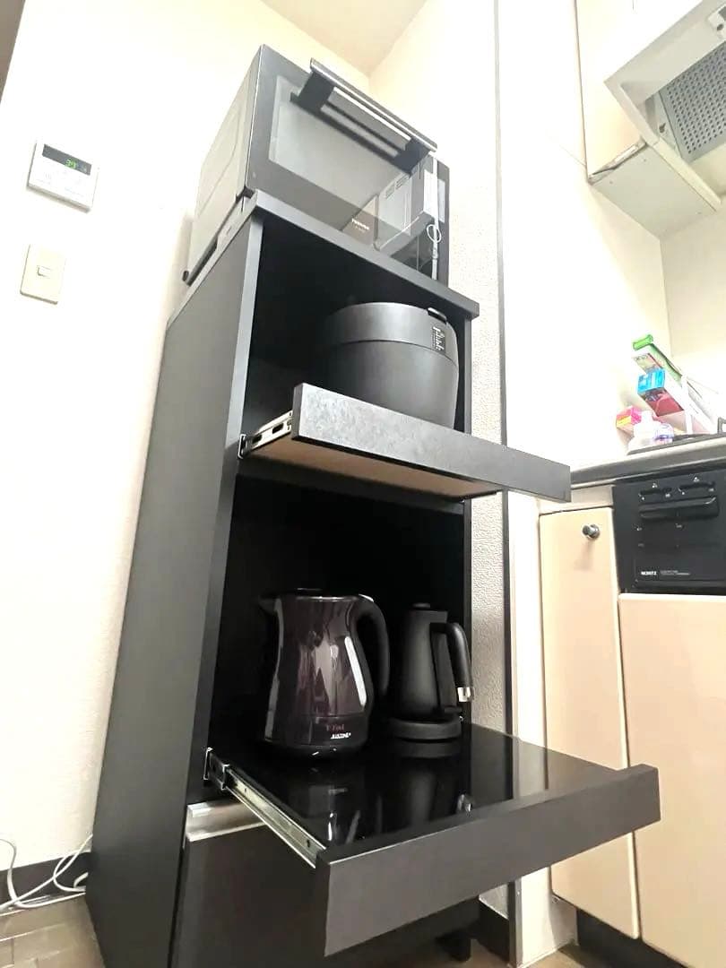 【値下げしました】【定価:43000円】スキマくん　レンジ台　黒　2段収納