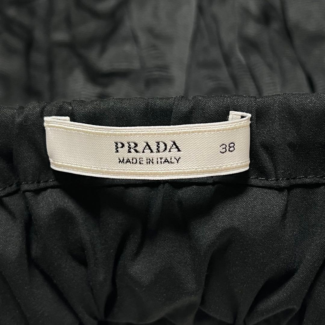 美麗品✨プラダ テスート ナイロン プリーツ スカート ブラック リボン シルク