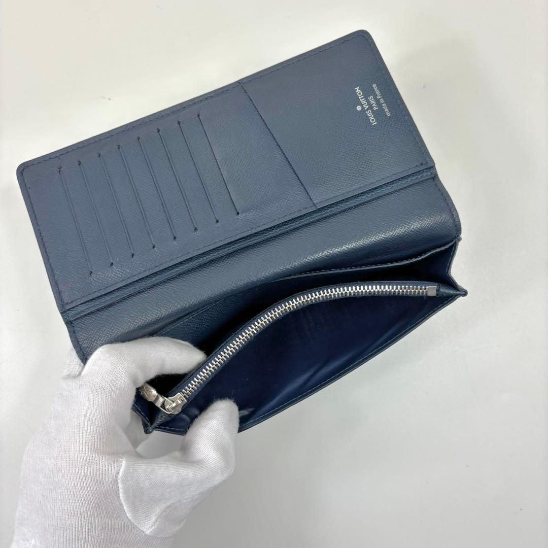 美品 ルイヴィトン タイガ ポルトフォイユ ブラザ 財布 ネイビー系 二つ折り