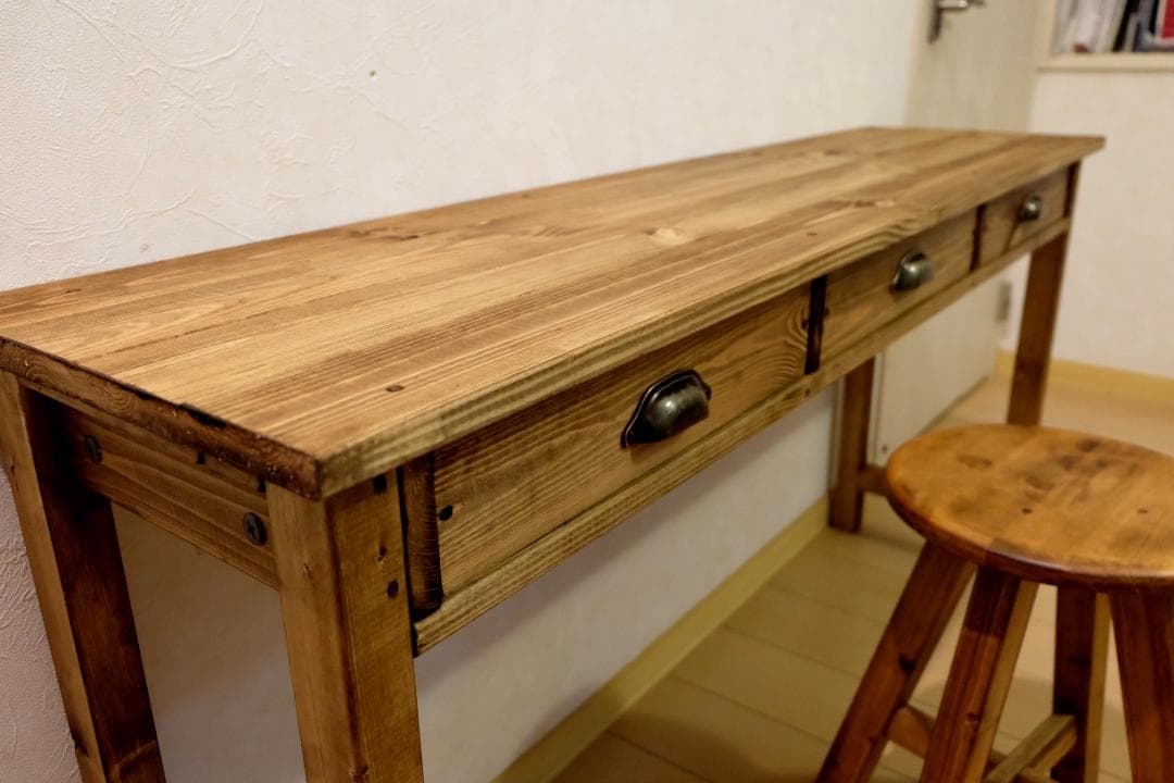 デスクのみ　ハンドメイド　アンティーク　作業台　ミシン台　長机　ジャコビアン