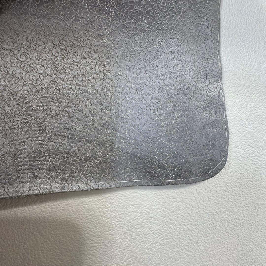 しつけ付　着物　正絹　袷　お召　色無地　163 久保田一竹工房　金通し　シルバー