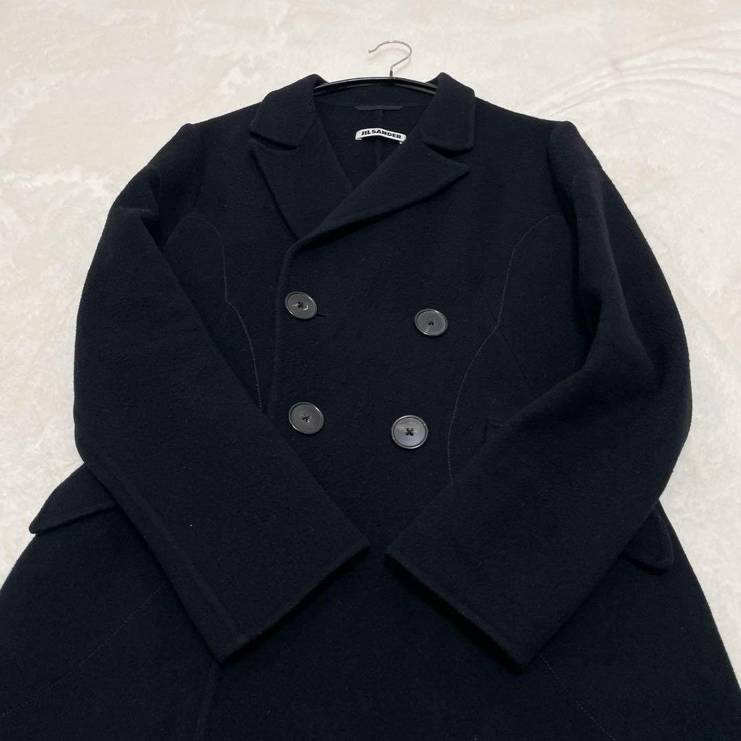【美品】ジルサンダー カシミヤ ウール ロングコート ブラック 36