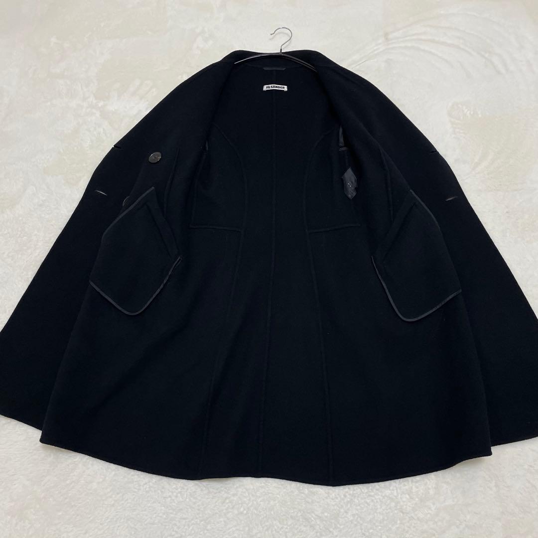 【美品】ジルサンダー カシミヤ ウール ロングコート ブラック 36