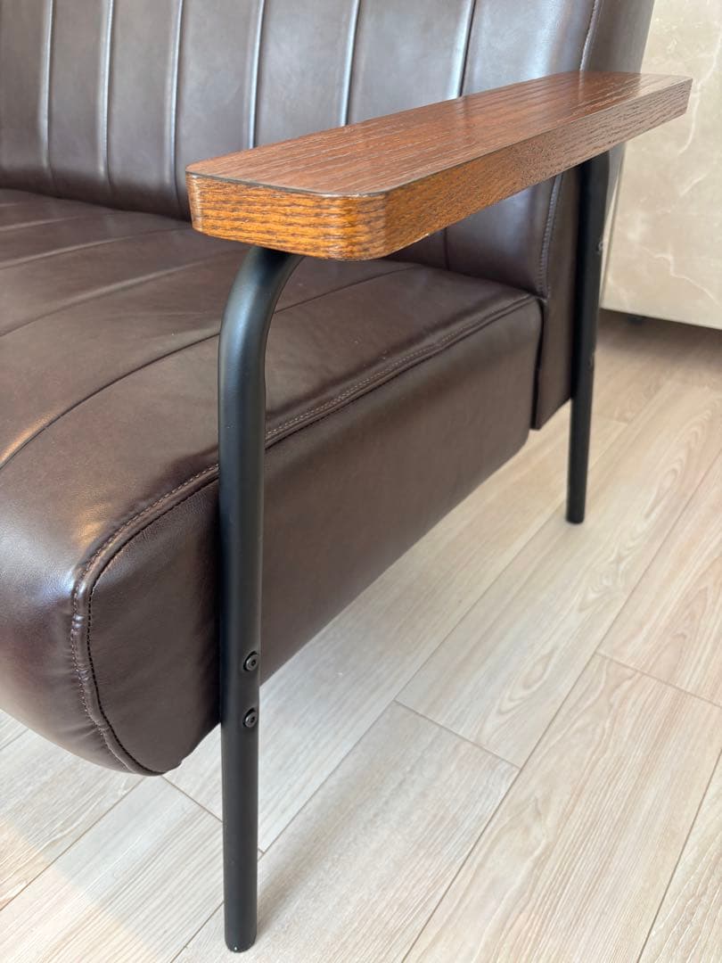 ★最終値引き★ニトリ　2人掛けソファ 合皮 ステイン2KD Nシールド DBR