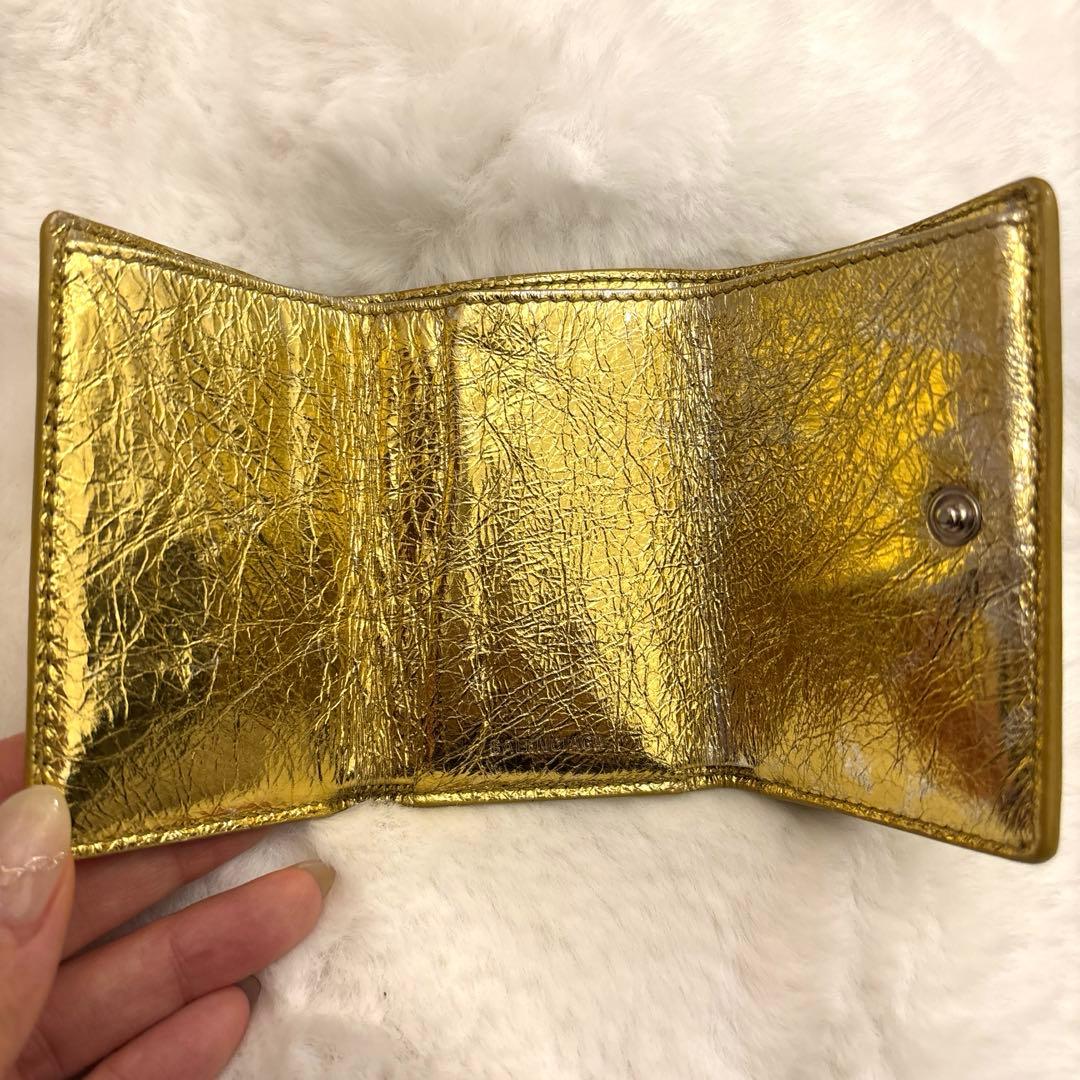 BALENCIAGA バレンシアガ ペーパーミニウォレット ゴールド 財布