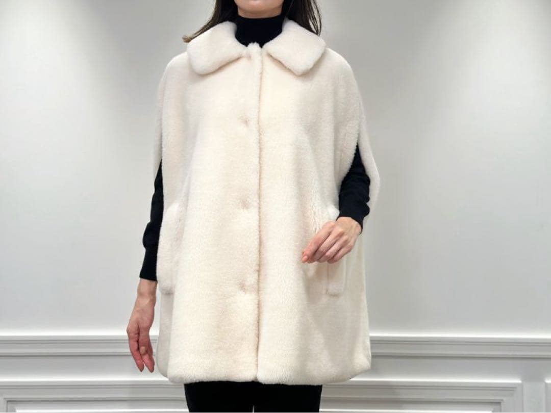 mid アベニエールトワール ウールポアケープコート アイボリー