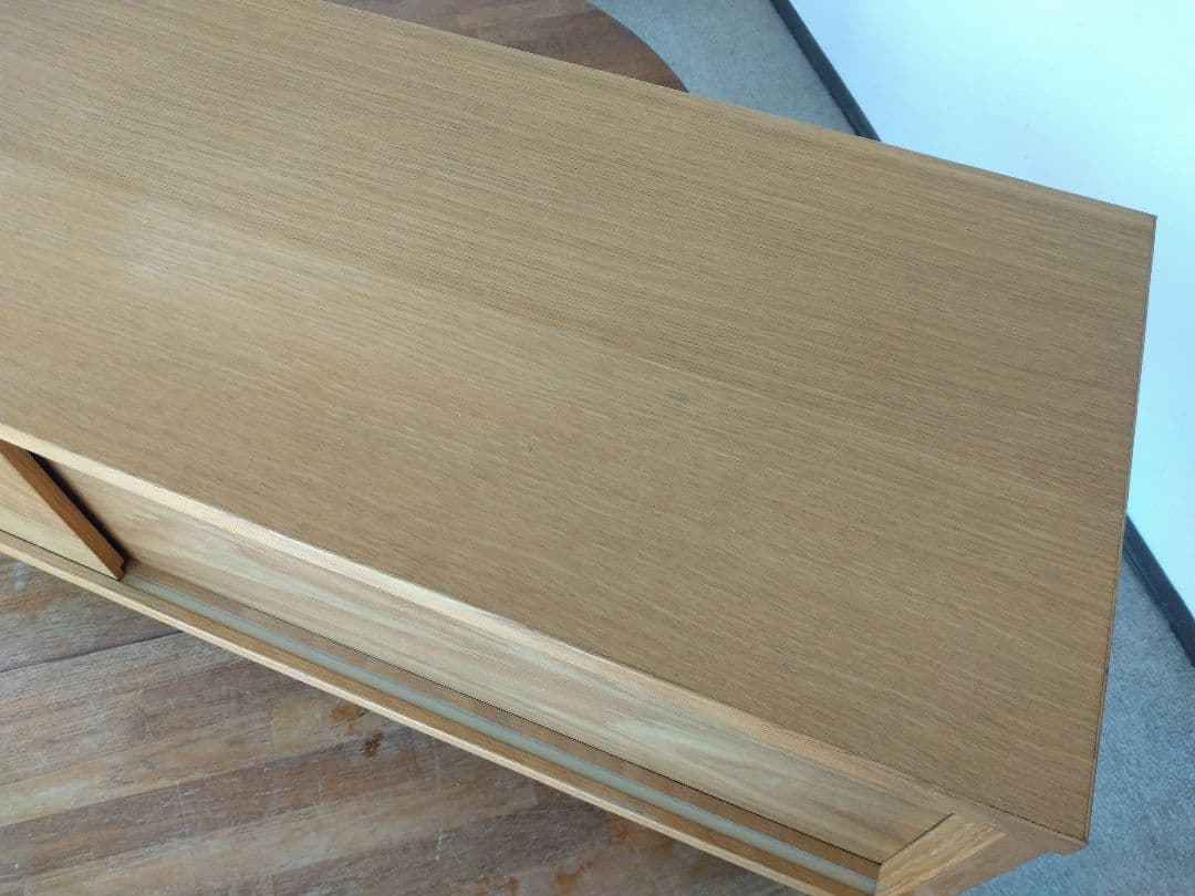 【訳あり美品】MUJI無印良品 オーク材テレビ台110cm/引戸AVラックボード