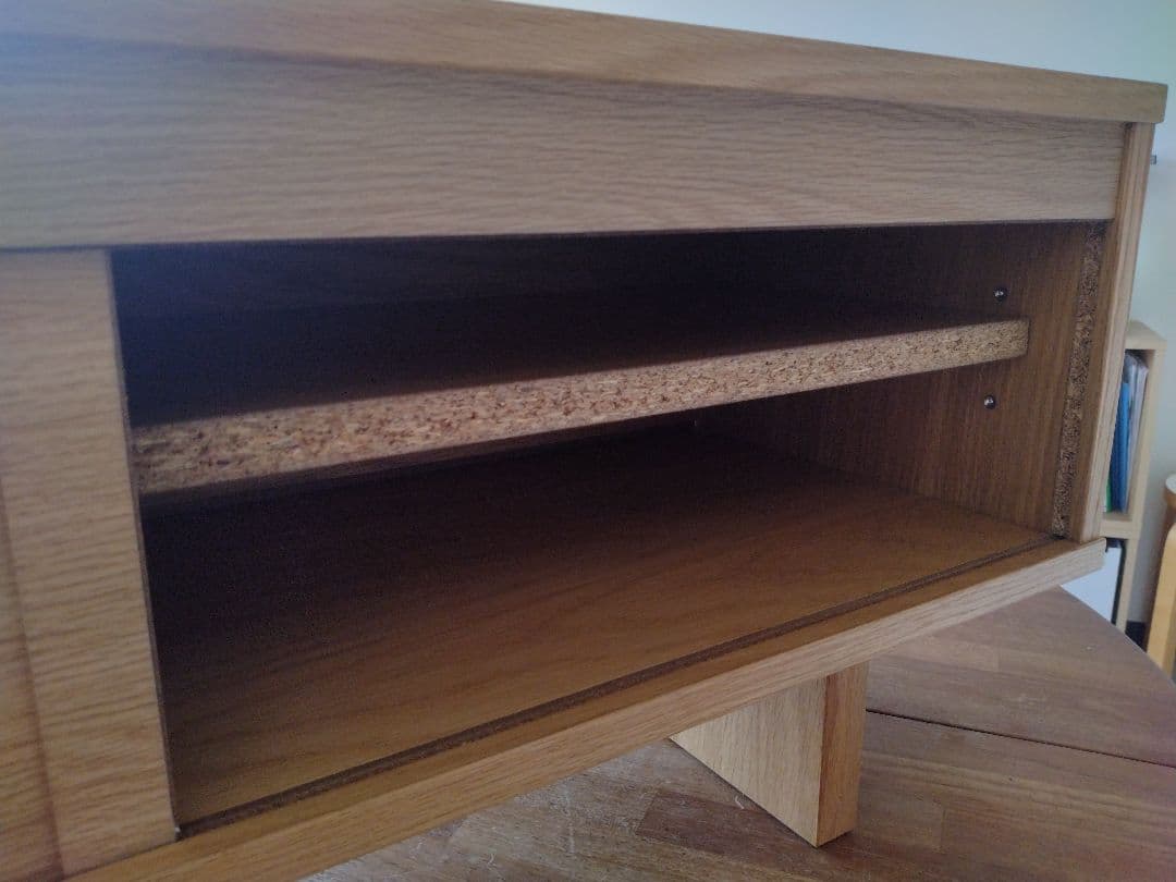 【訳あり美品】MUJI無印良品 オーク材テレビ台110cm/引戸AVラックボード