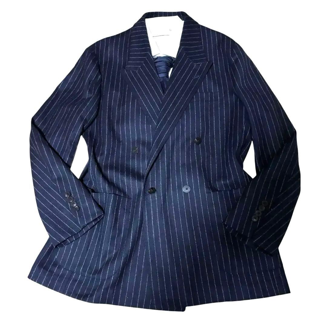 美品☆UNITED ARROWS セットアップ　濃紺　ストライプ　ダブル　M