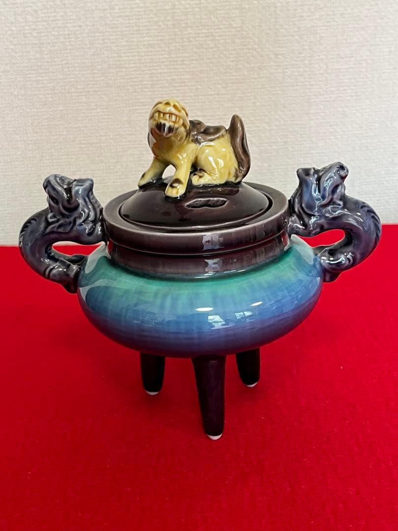 人間国宝 柳雨軒 三代 徳田八十吉(正彦銘) 彩釉 香炉 管理T212